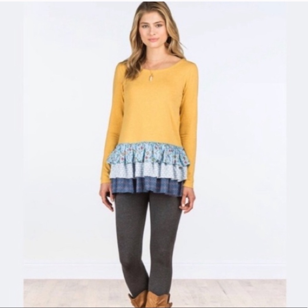 NEW Matilda Jane Mustard Ruffle Shirt